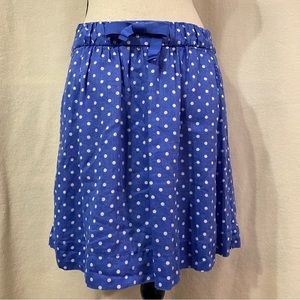 J. Crew 100% linen blue and white polka dot elastic waist skirt